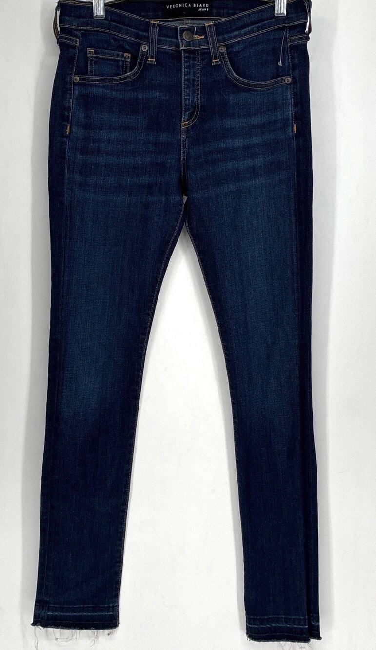 Veronica Beard Jeans Size 28 Brooke Skinny Ankle Midrise Stretch Blue Denim Fray